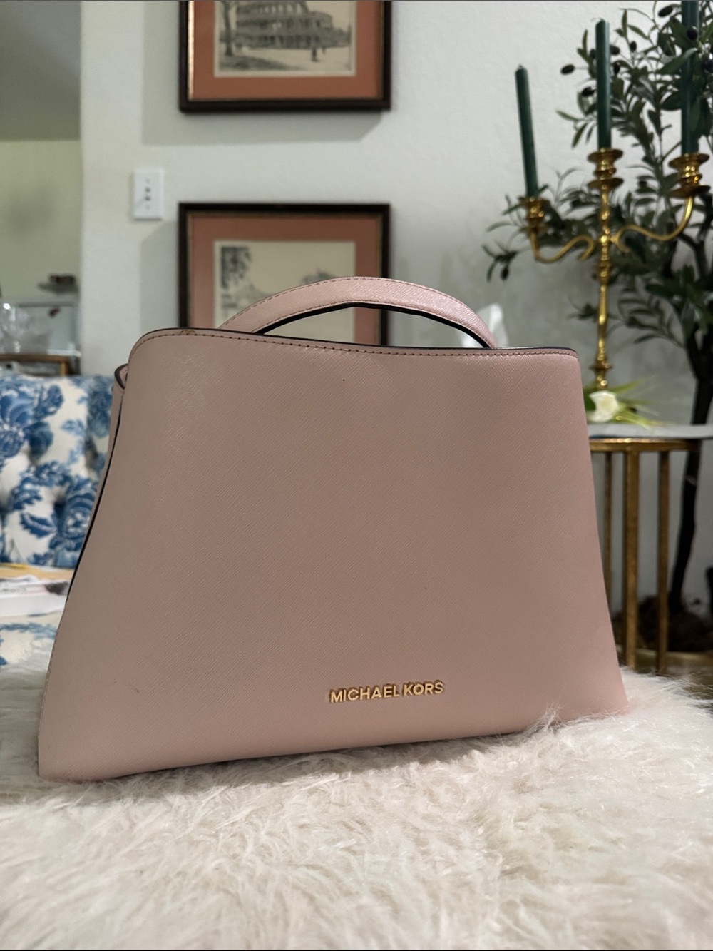 Michael Kors Pink Saffiano Top Handle Satchel